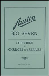 Austin Seven Schedule of Charges for Repairs