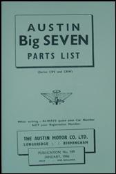 Austin Big Seven Parts List