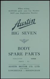 Austin Big 7 Body Spare Parts