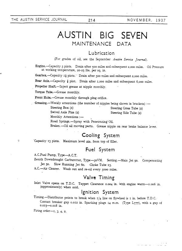 Austin Big Seven Maint Data 1 001