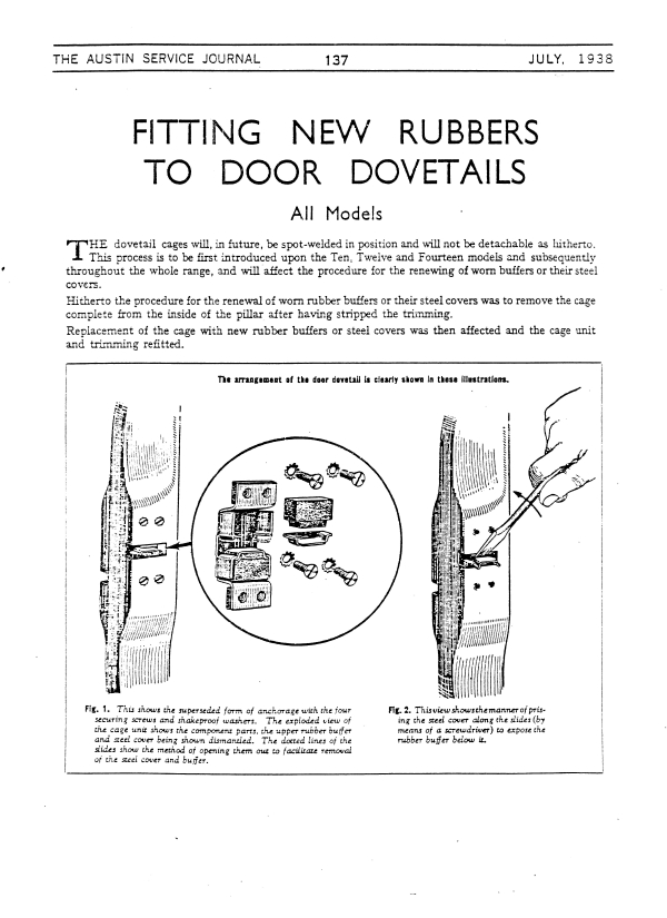 Austin 7, New door rubbers